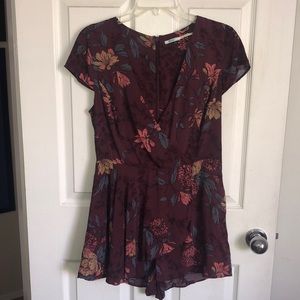 Burgundy floral romper